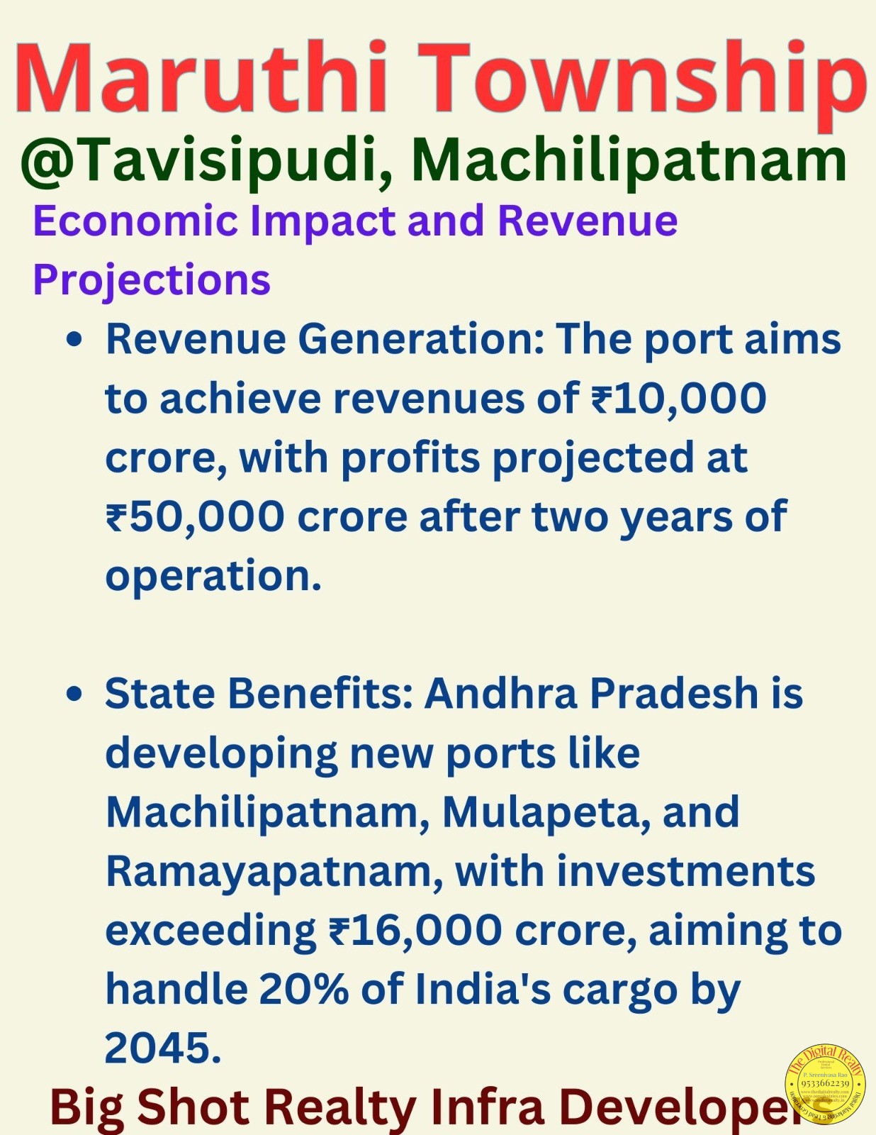 Plot for sale in Machilipatnam Port, Maruthi Townships, Tavisipudi, Krishna Distirct