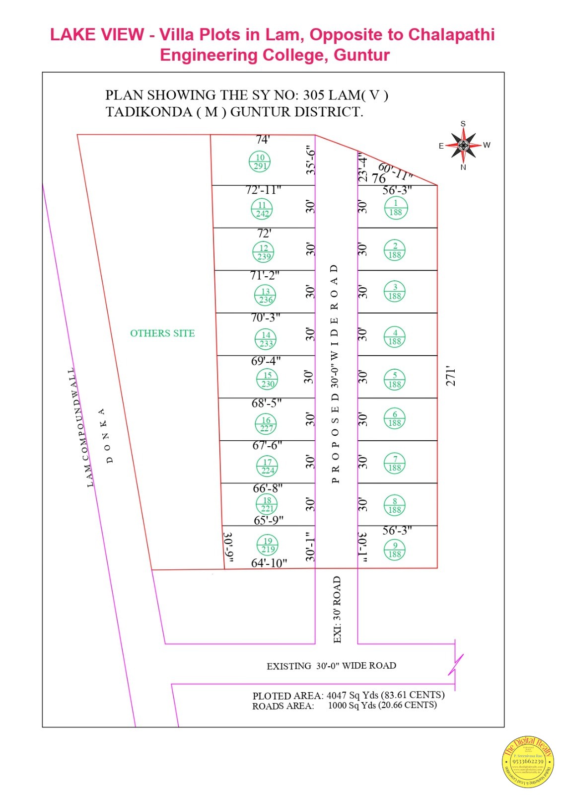 Prime Land for Sale in Lam, Lake View, Amaravathi - Build Your Dream Home